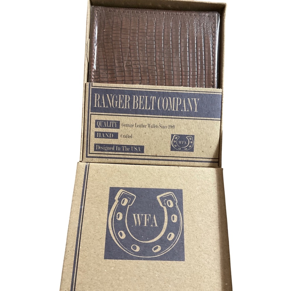 Ranger Belt Company Mens Brown Lizard Embossed Genuine Leather Bifold‎ Wallet